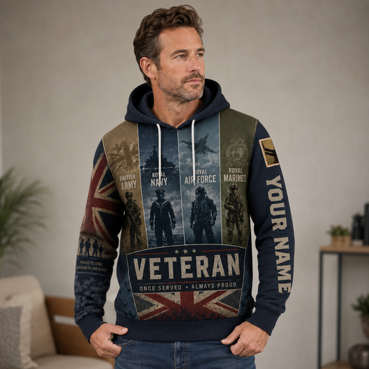 Personalized UK Soldier/Veteran with Name & Rank Hoodie All Over Printed - 17785440