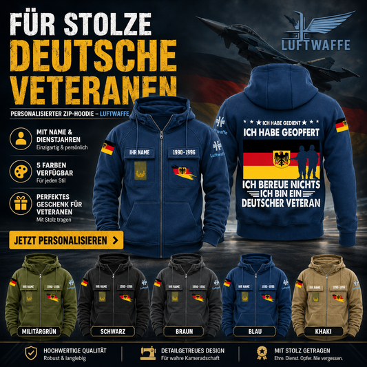 Personalized Germany Soldier/Veteran Tactical Zip Hoodie, I'm A Deutscher Veteran - QK1780099201