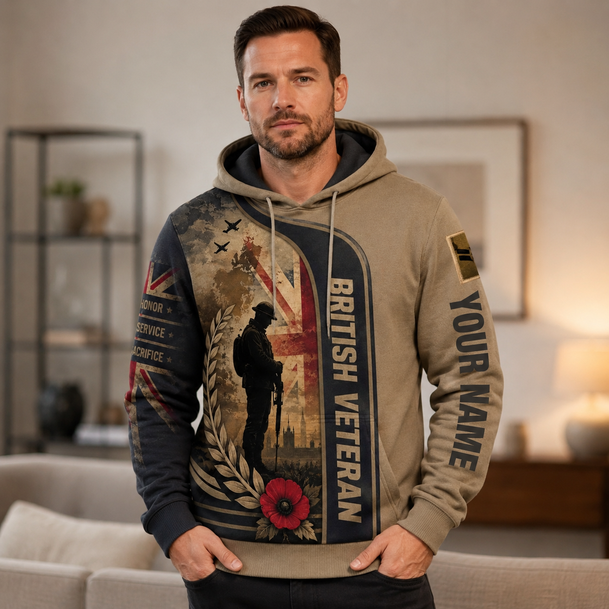 Personalized UK Soldier/Veteran with Name & Rank Hoodie All Over Printed - 17786304