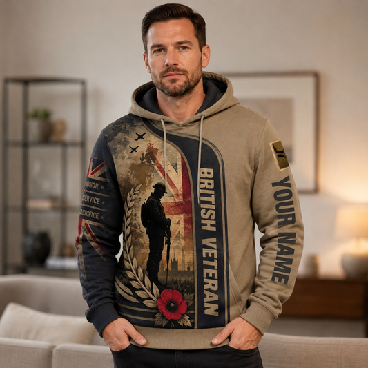 Personalized UK Soldier/Veteran with Name & Rank Hoodie All Over Printed - 17786304