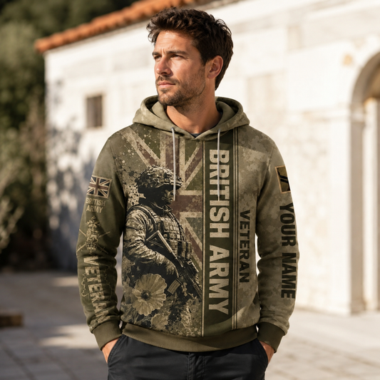 Personalized UK Soldier/Veteran with Name & Rank Hoodie All Over Printed - 17783712