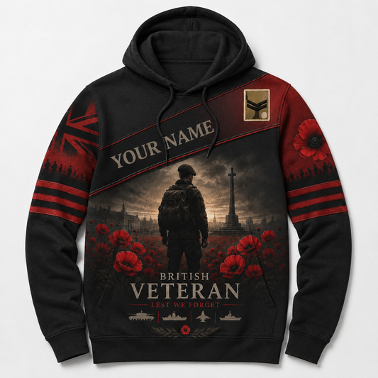 Personalized UK Soldier/Veteran with Name & Rank Hoodie All Over Printed - 177880321