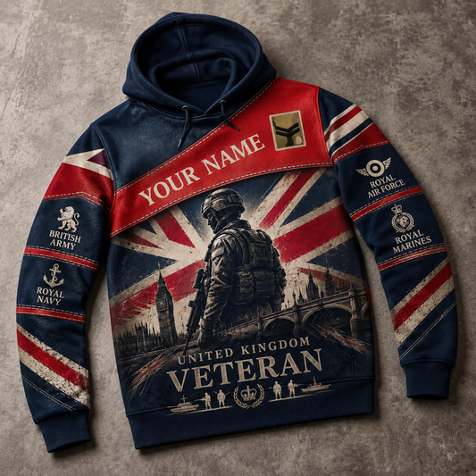 Personalized UK Soldier/Veteran with Name & Rank Hoodie All Over Printed - 177880322
