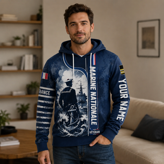 Personalized France Soldier/Veteran with Name & Rank Hoodie All Over Printed - 17783712