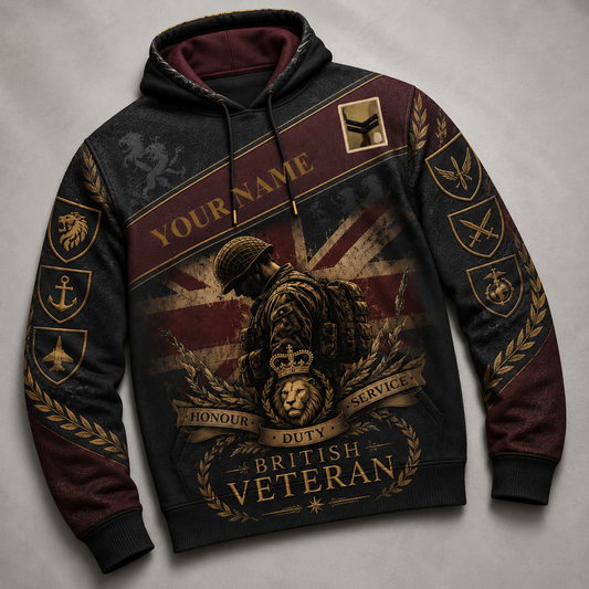 Personalized UK Soldier/Veteran with Name & Rank Hoodie All Over Printed - 177880323