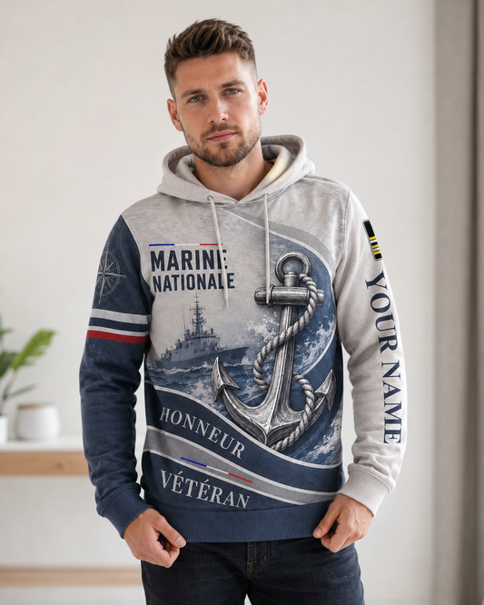 Personalized France Soldier/Veteran with Name & Rank Hoodie All Over Printed - 17785440
