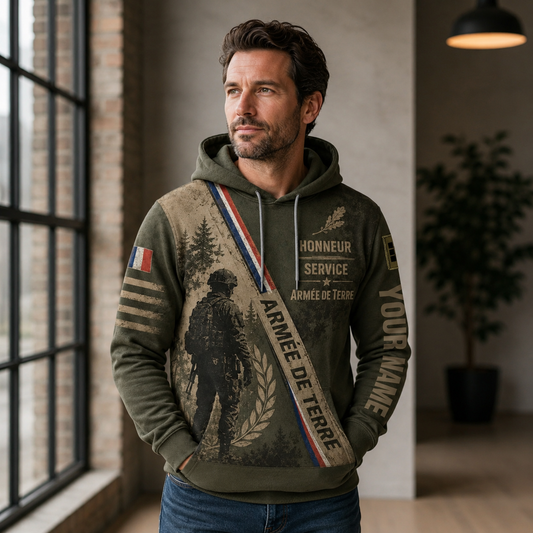 Personalized France Soldier/Veteran with Name & Rank Hoodie All Over Printed - 17784576