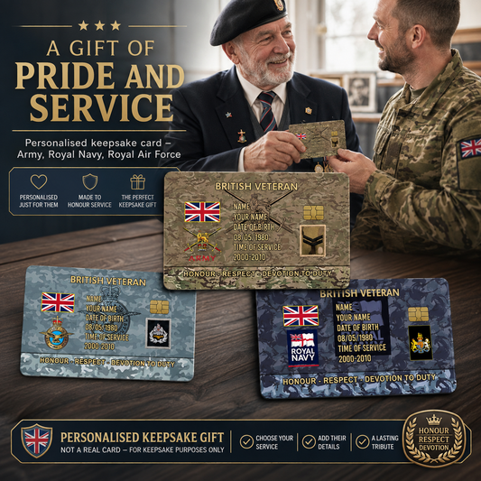 Personalized UK Soldier/ Veteran With Rank, Name And Year Aluminum Wallet Card - 17637696