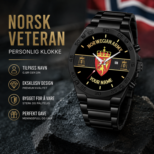 Personalized Norway Soldier/ Veteran With Name And Rank Gentleman Stainless Steel Watch - 17388000