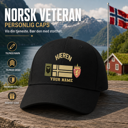 Personalized Rank And Name Norway Soldier/Veterans Camo Baseball Cap Gold Version - 170976961