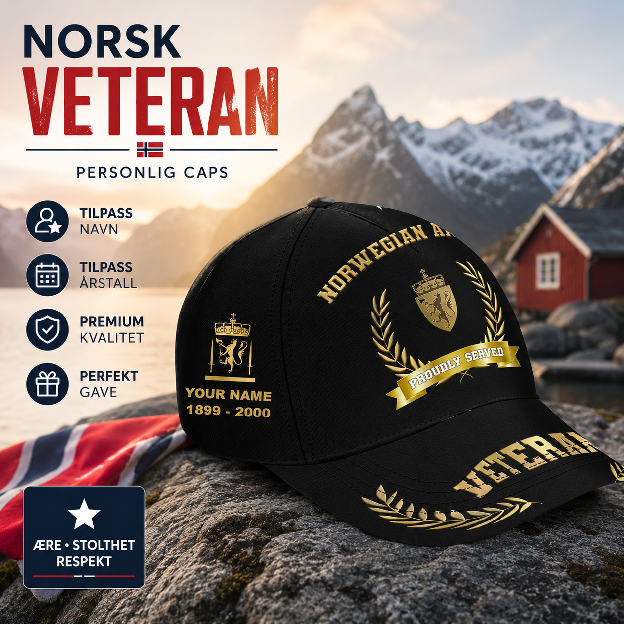 Personalized Rank, Year And Name Norway Soldier/Veterans Baseball Cap - 17282592