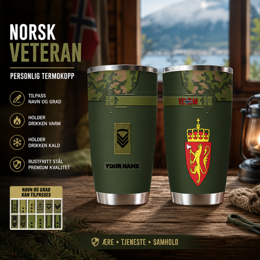 Personalized Norway Veteran/Soldier With Rank And Name Camo Tumbler All Over Printed - 16817760