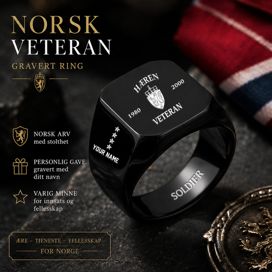 Personalized Norway Soldier/Veteran with Name, Year and Rank Engraved Men’s Ring - 1763424001
