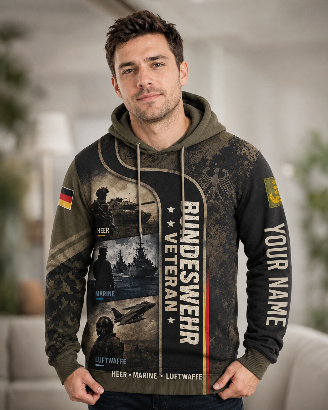 Personalized Germany Soldier/Veteran with Name & Rank Hoodie All Over Printed - 17784576