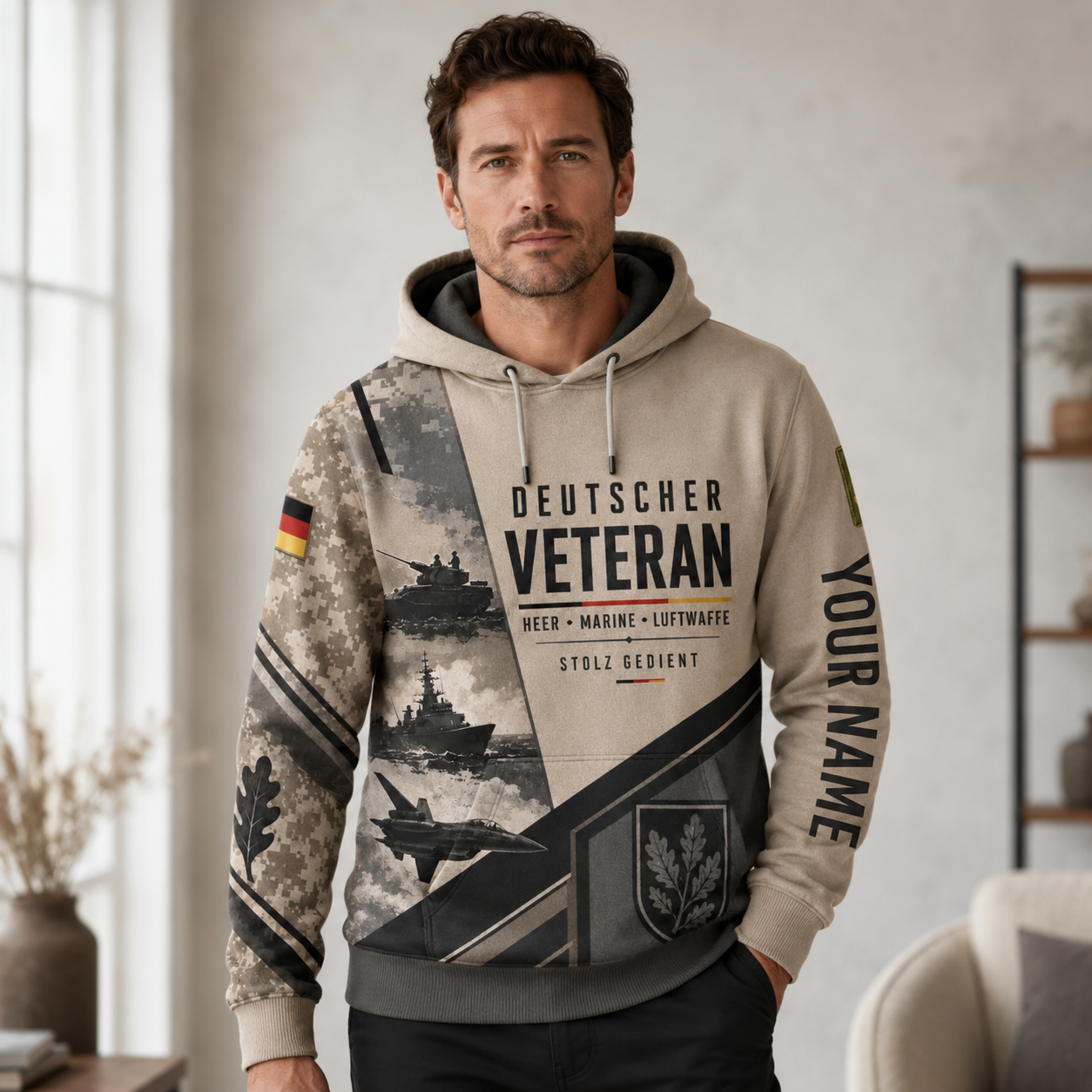 Personalized Germany Soldier/Veteran with Name & Rank Hoodie All Over Printed - 17785440