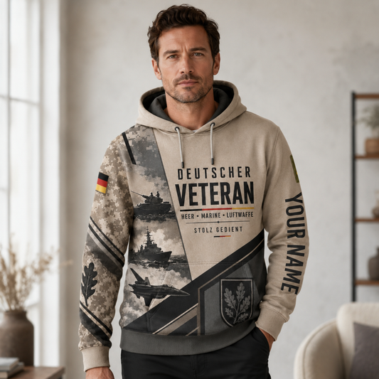 Personalized Germany Soldier/Veteran with Name & Rank Hoodie All Over Printed - 17785440