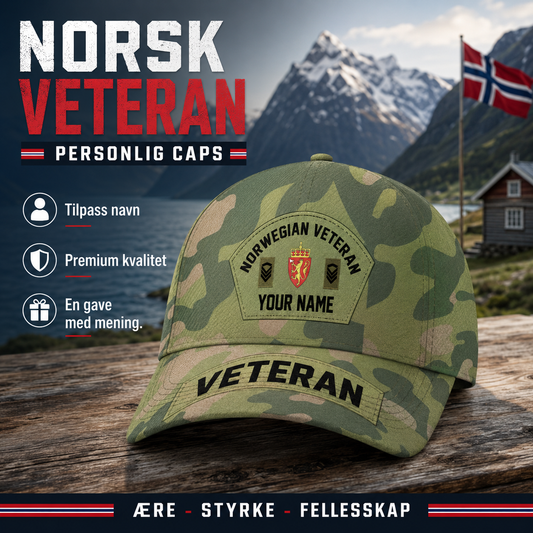Personalized Rank, Year And Name Norway Soldier/Veterans Camo Baseball Cap - 174726721