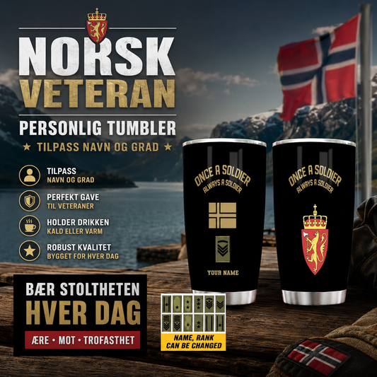 Personalized Norway Veteran/ Soldier With Rank And Name Camo Tumbler All Over Printed - 16903296