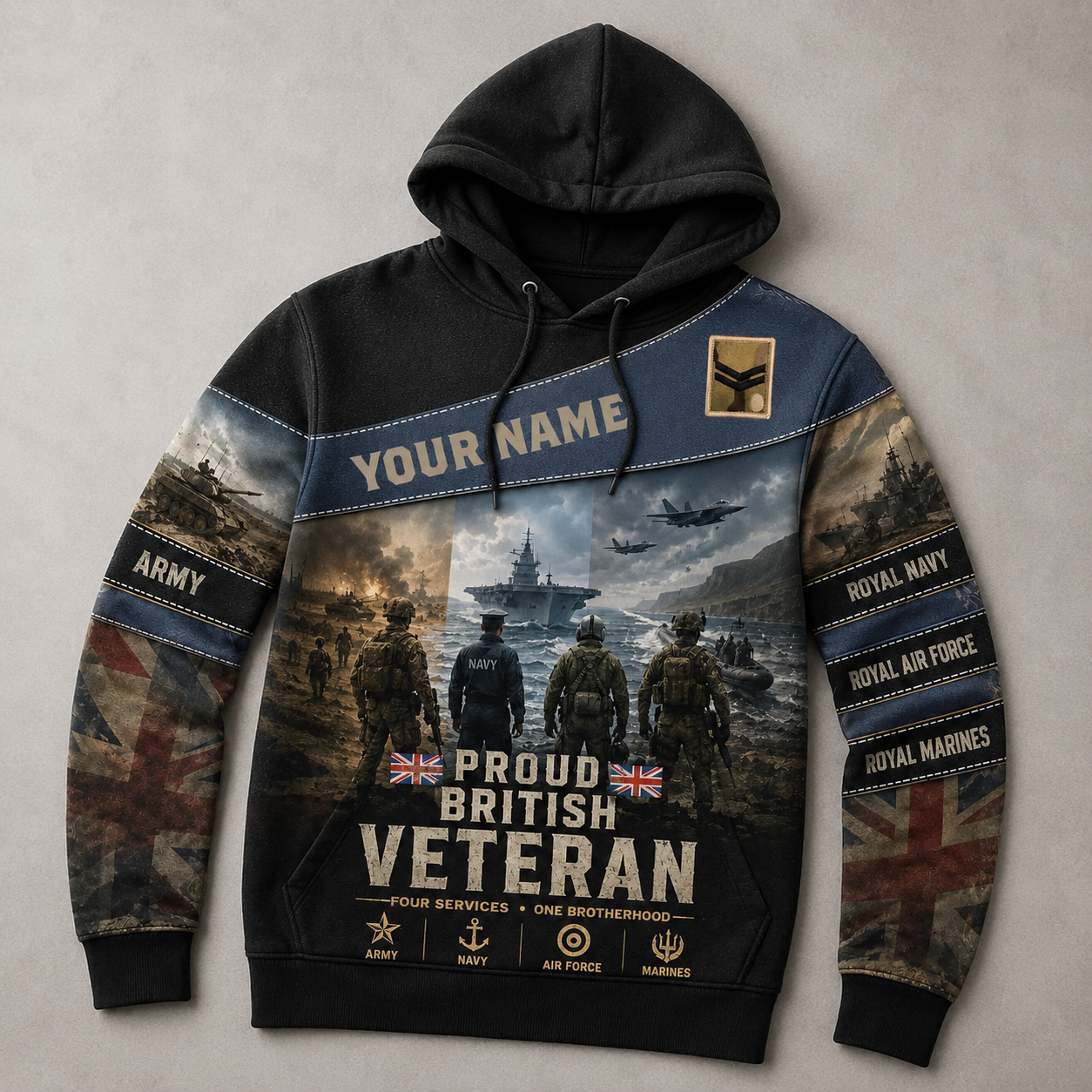 Personalized UK Soldier/Veteran with Name & Rank Hoodie All Over Printed - 177880324