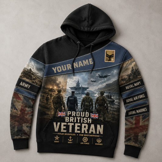 Personalized UK Soldier/Veteran with Name & Rank Hoodie All Over Printed - 177880324