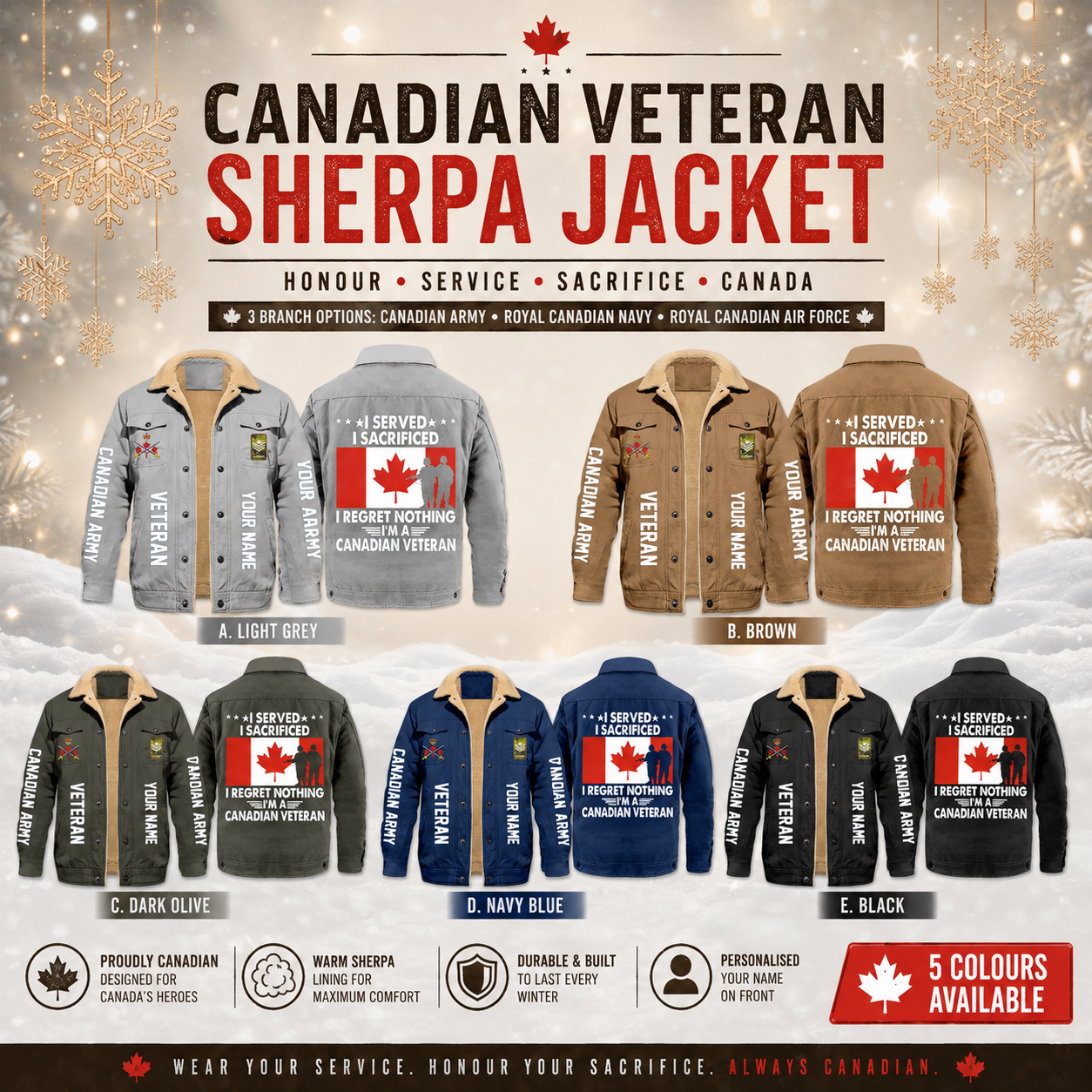 Personalized Canada Soldier/ Veteran With Name And Rank Cargo Fleece Jacket - 1765843200