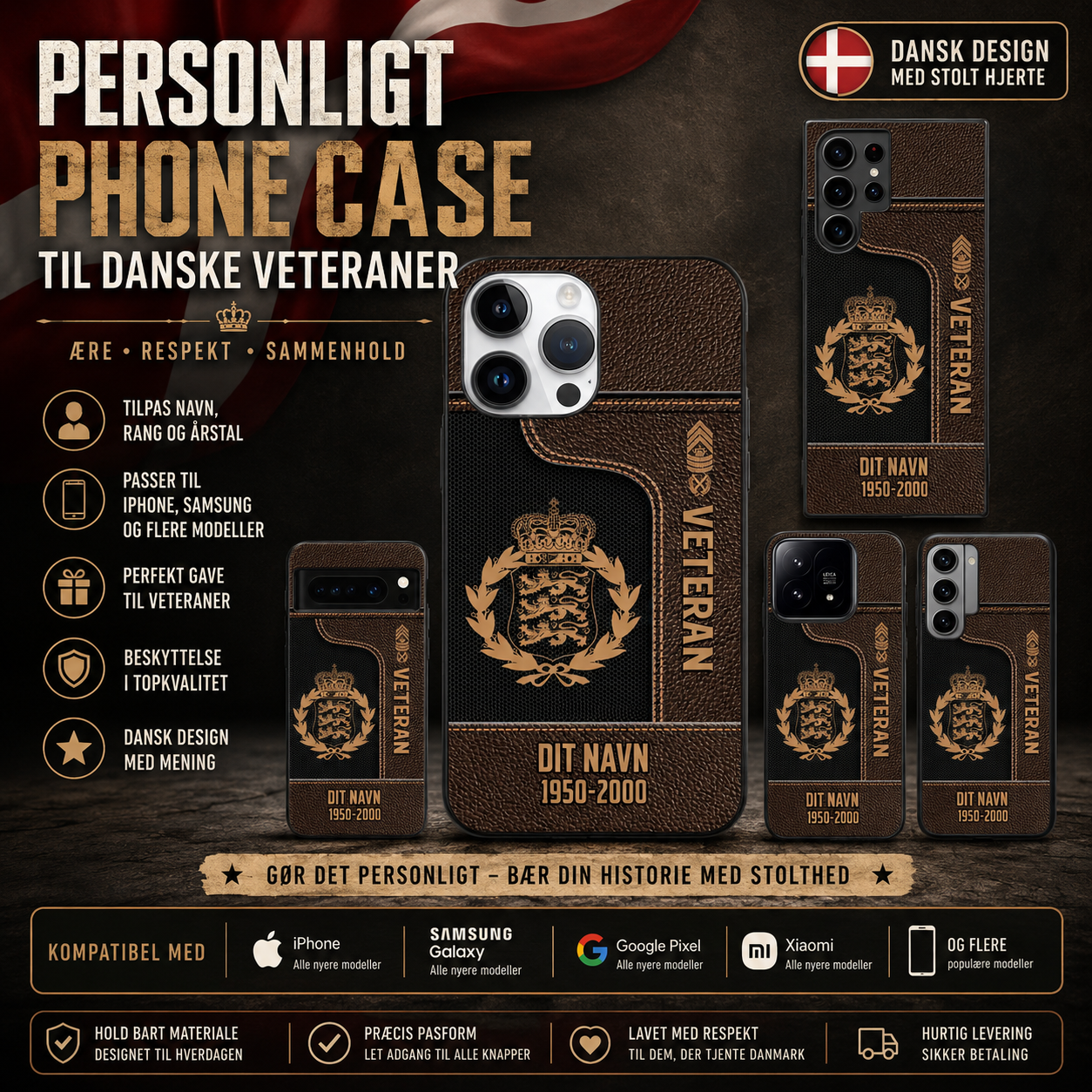 Personalized Denmark Soldier/Veterans With Rank, Year And Name Phone Case Printed - 17394048