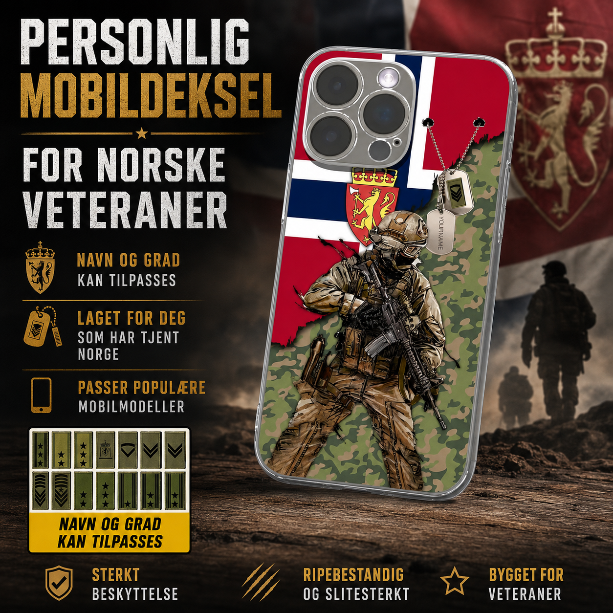 Personalized Norway Soldier/Veterans With Rank And Name Phone Case Printed - 17089056