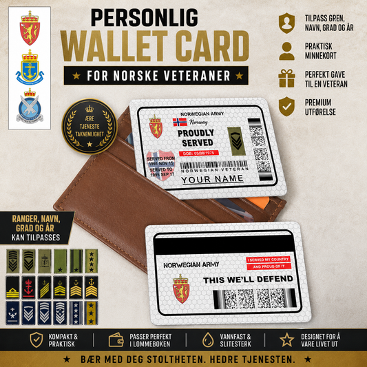 Personalized Norway Soldier/ Veteran With Rank, Name And Year Aluminum Wallet Card - 17470944