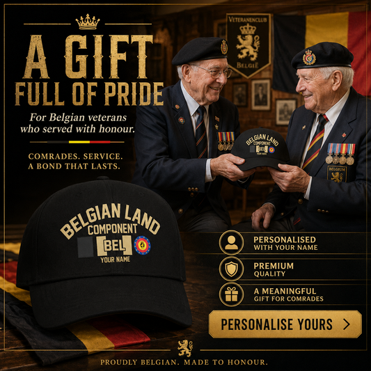 Personalized Rank And Name Belgium Soldier/Veterans Camo Baseball Cap Gold Version - 174726711