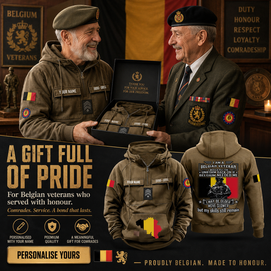 Personalized Belgium Soldier/Veteran Vintage Hoodie All Over Printed - 1760313603
