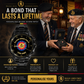 Montre personnalisée en acier inoxydable noir pour soldat/vétéran belge avec nom et grade - 0803240001 - Version dorée