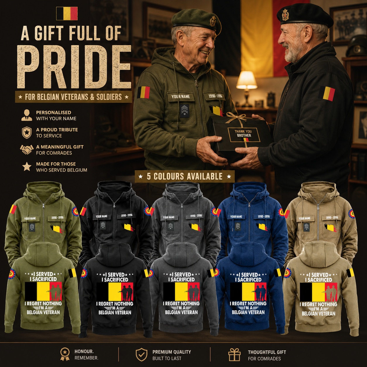 Personalized Belgium Soldier/Veteran Tactical Zip Hoodie, I'm A Belgian Veteran - QK1780099201