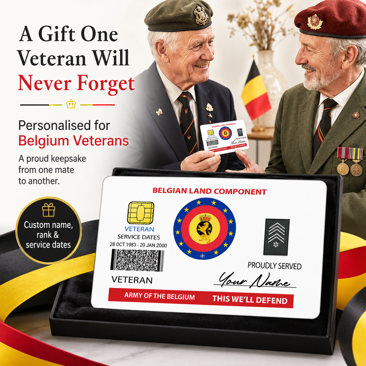 Personalized Belgium Soldier/ Veteran With Rank, Name And Year Aluminum Wallet Card - 17472672