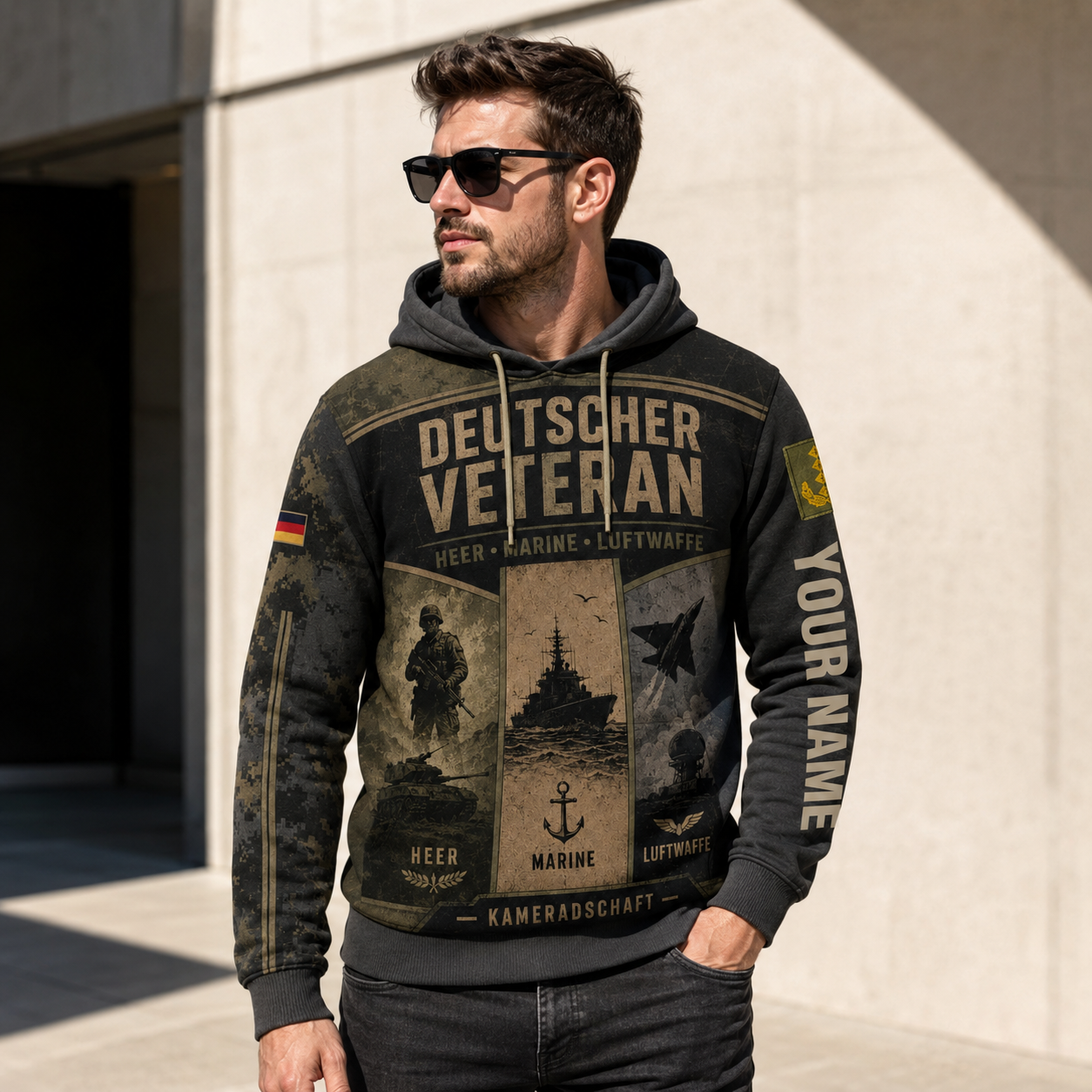 Personalized Germany Soldier/Veteran with Name & Rank Hoodie All Over Printed - 17783712