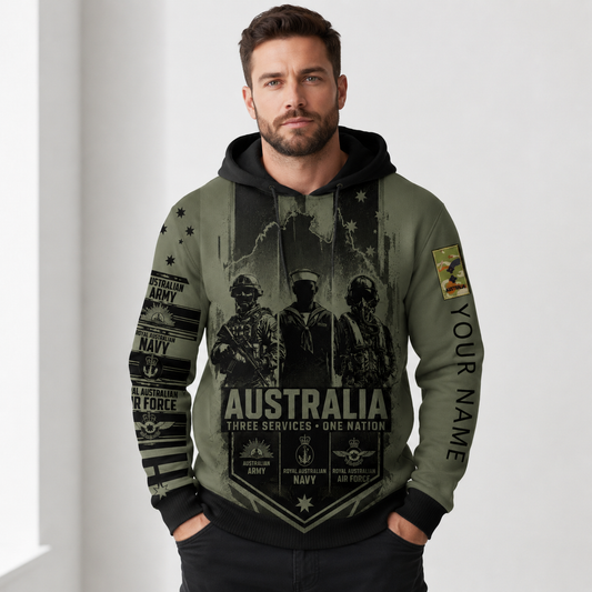 Personalized Australia Soldier/Veteran with Name & Rank Hoodie All Over Printed - TH1779235201