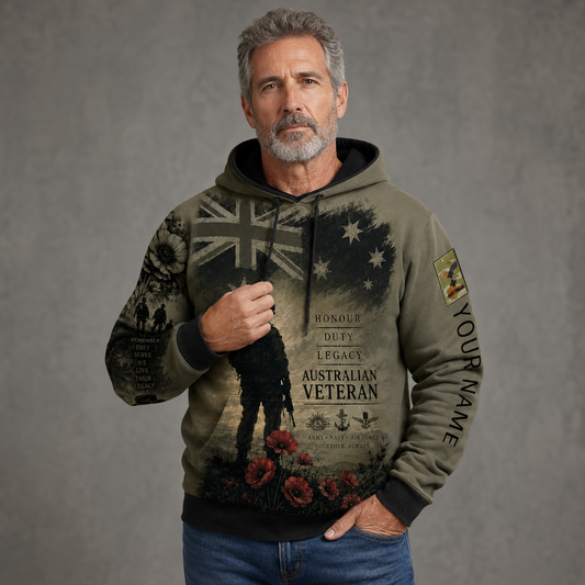Personalized Australia Soldier/Veteran with Name & Rank Hoodie All Over Printed - TH1779235208