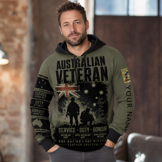 Personalized Australia Soldier/Veteran with Name & Rank Hoodie All Over Printed - TH1779235206