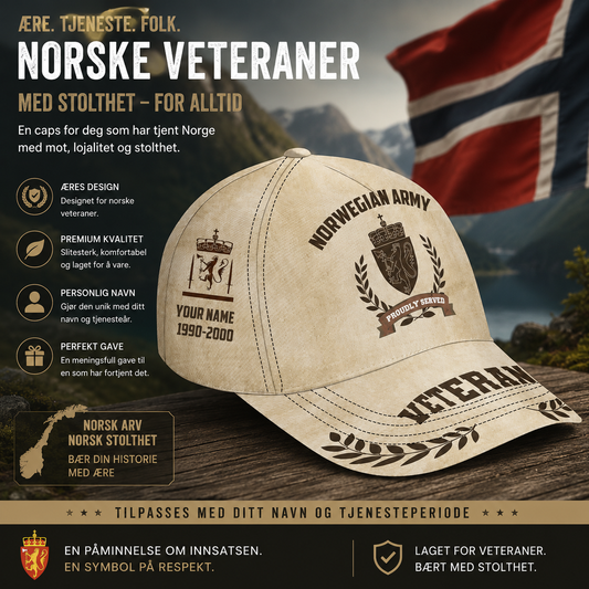 Personalized Rank, Year And Name Norway Soldier/Veterans Camo Baseball Cap - 1721260803