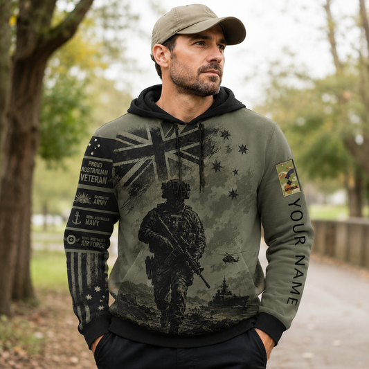 Personalized Australia Soldier/Veteran with Name & Rank Hoodie All Over Printed - TH1779235202