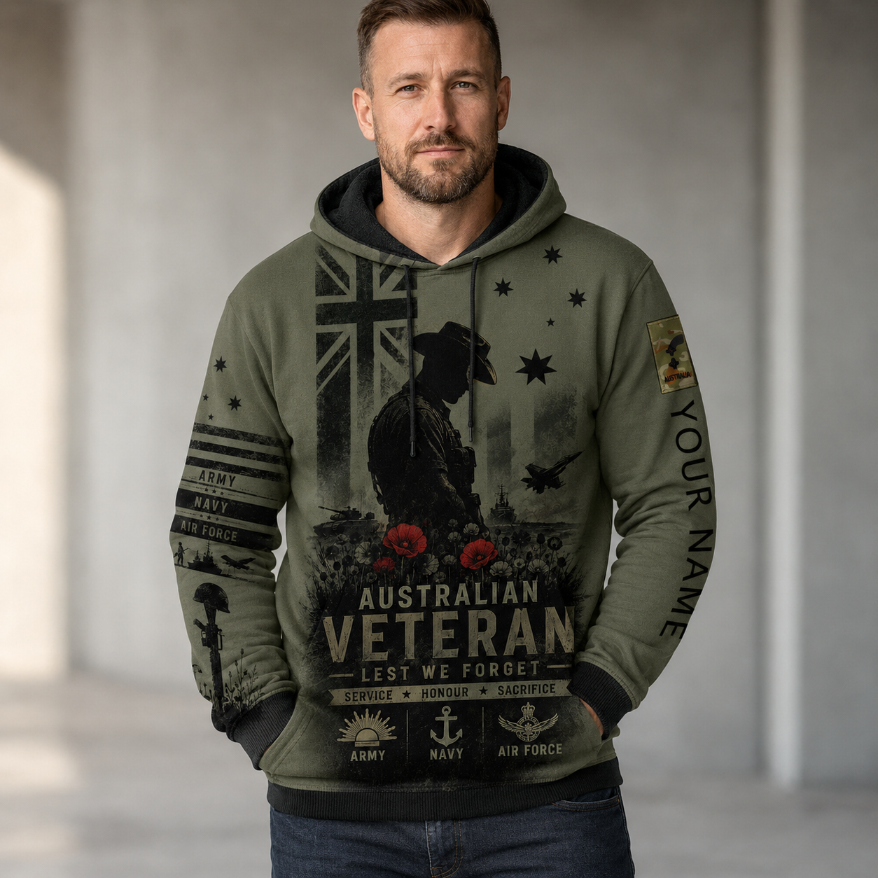 Personalized Australia Soldier/Veteran with Name & Rank Hoodie All Over Printed - TH1779235203