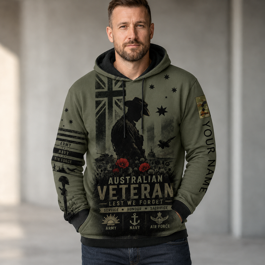 Personalized Australia Soldier/Veteran with Name & Rank Hoodie All Over Printed - TH1779235203