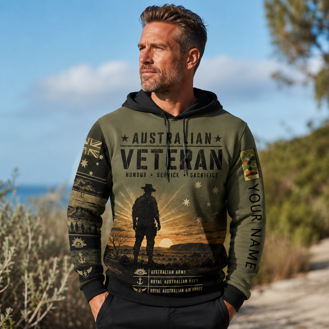 Personalized Australia Soldier/Veteran with Name & Rank Hoodie All Over Printed - TH1779235207