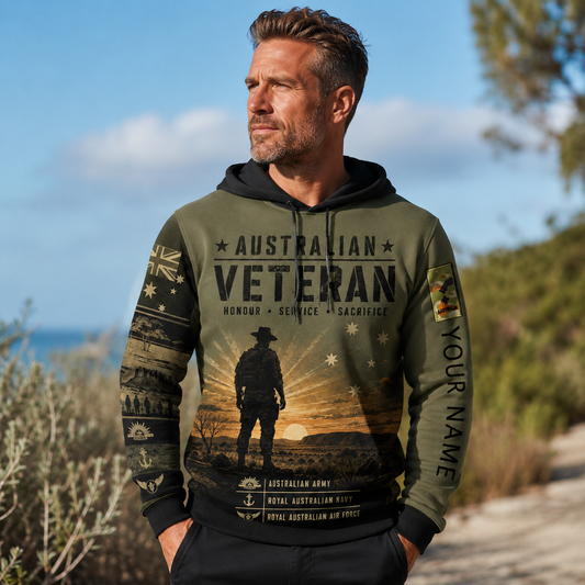 Personalized Australia Soldier/Veteran with Name & Rank Hoodie All Over Printed - TH1779235207