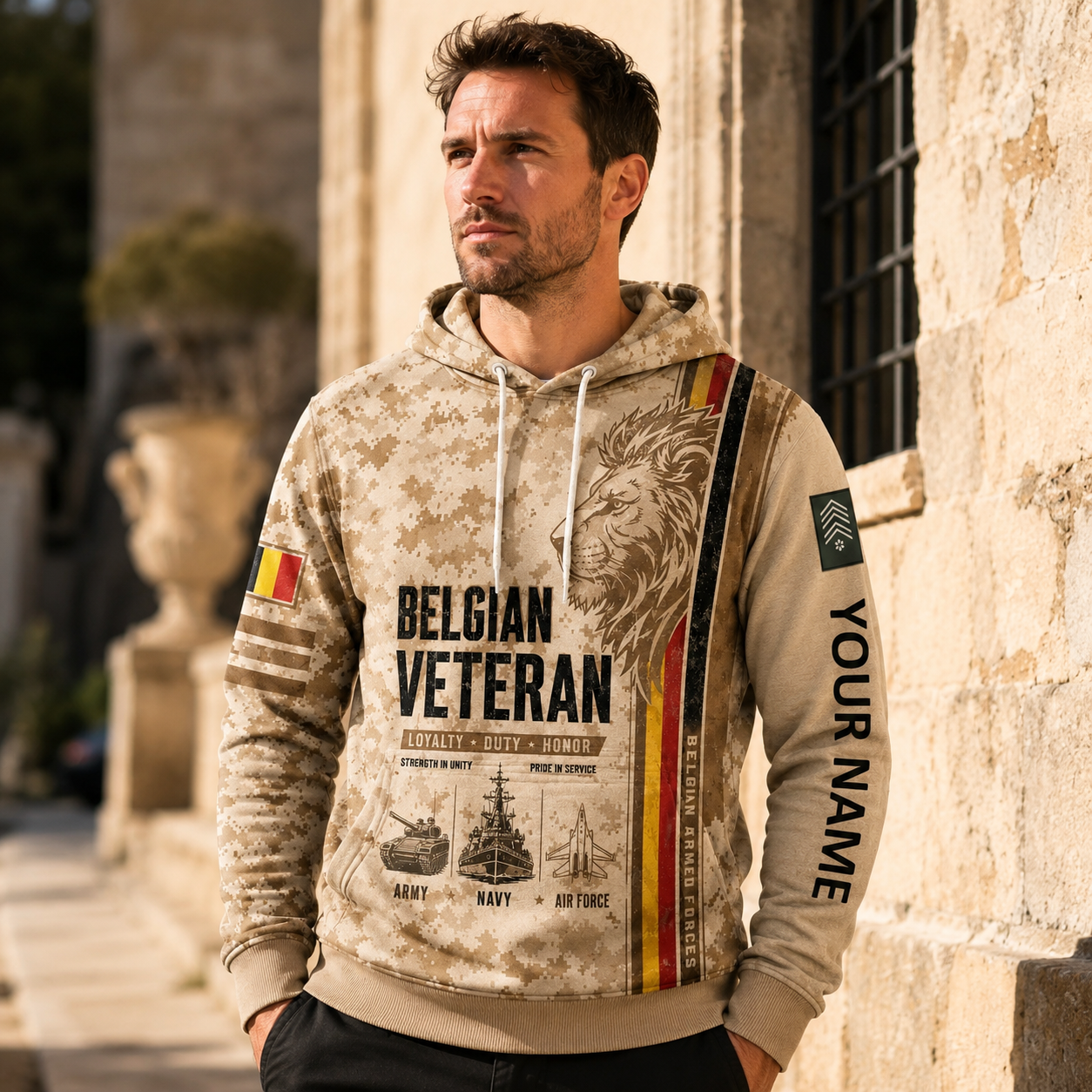 Personalized Belgium Soldier/Veteran with Name & Rank Hoodie All Over Printed - 17783712