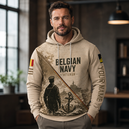 Personalized Belgium Soldier/Veteran with Name & Rank Hoodie All Over Printed - 17784576