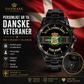 Montre personnalisée en acier inoxydable noir pour soldat/vétéran du Danemark avec nom et grade - 0703240001 - Version dorée