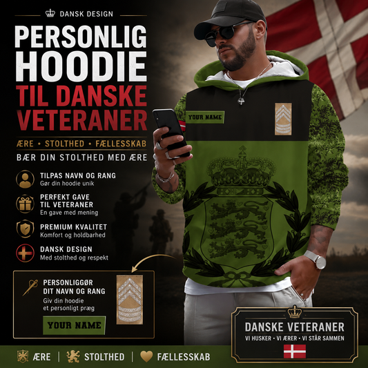 Personalized Denmark Soldier/ Veteran Camo With Name And Rank Hoodie - 16966368