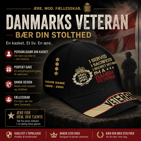 Personalized Rank, Year And Name Denmark Soldier/Veterans Camo Baseball Cap - 27052401QA