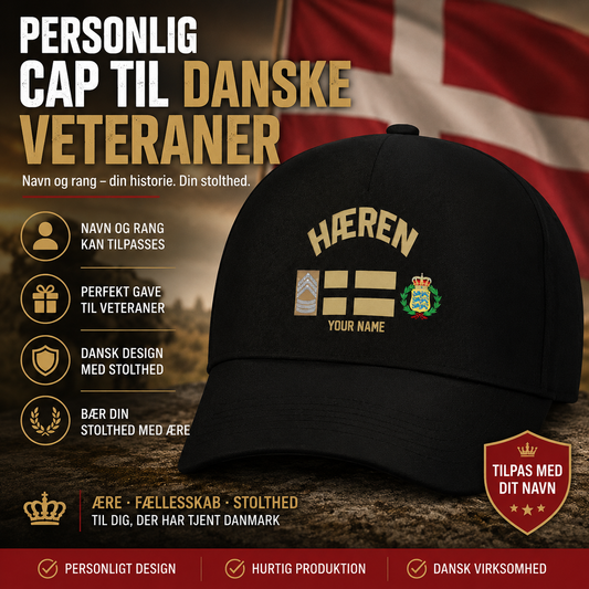 Personalized Rank And Name Denmark Soldier/Veterans Camo Baseball Cap Gold Version - 16892928