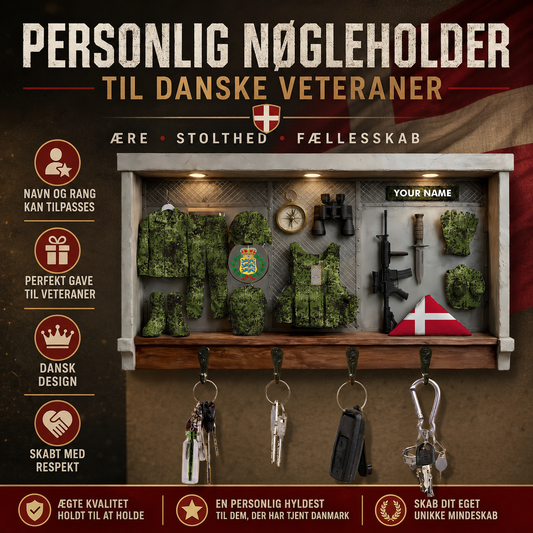 Personalized Denmark Veteran/ Soldier With Rank and Name Wooden Key Holder All Over Printed - 1775779201